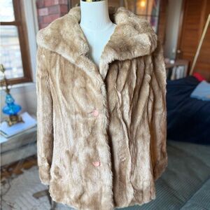 Elegant Tan Faux Fur Coat